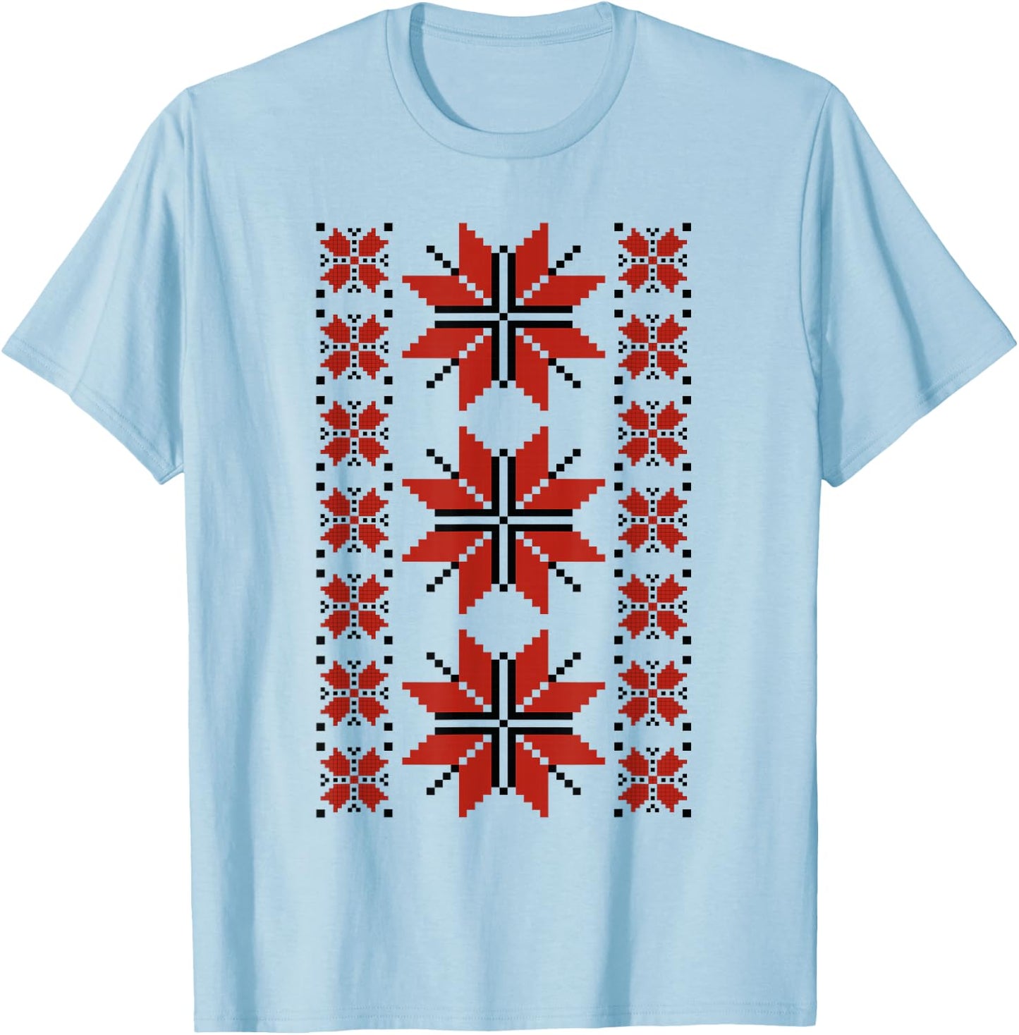 Noi Suntem Romani Traditional Romanian Folk Art Motifs T-Shirt - T-Shirt | Light Blue