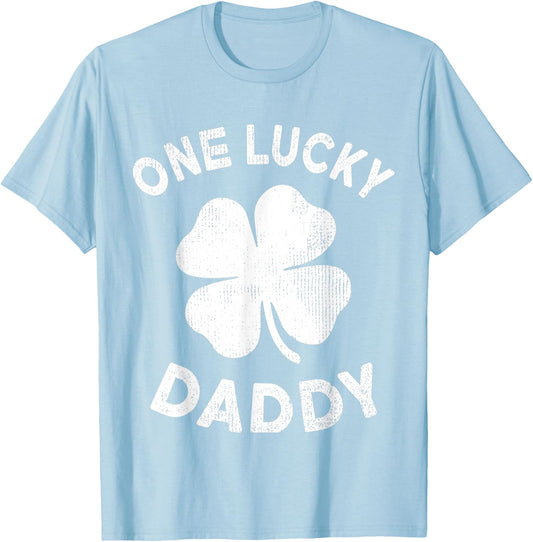One Lucky Dad St Patricks Day Green Shamrock Leaf T-Shirt - T-Shirt | Light Blue