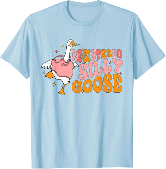 Registered Silly Goose Nurse Funny RN Nursing Student T-Shirt - T-Shirt | Light Blue