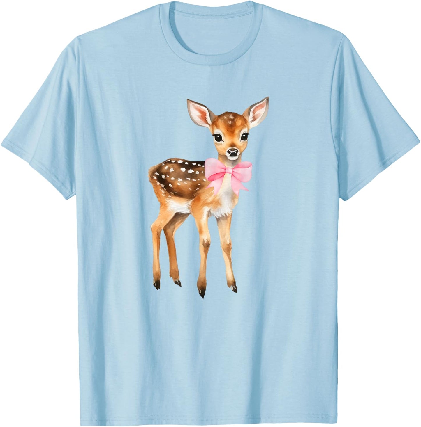 Deer Coquette Bow Girl Cute Aesthetic Girl Woman Reindeer T-Shirt - T-Shirt | Light Blue