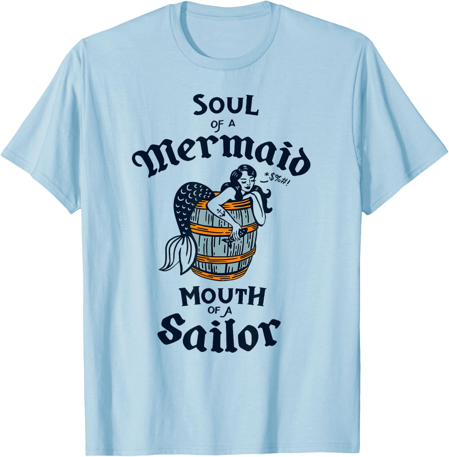 Soul Of A Mermaid: Retro Summer Mermaids Vintage Beach Pinup T-Shirt - T-Shirt | Light Blue