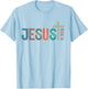 Jesus is King Christian Cross Retro God Loves You Religious T-Shirt - T-Shirt | Light Blue