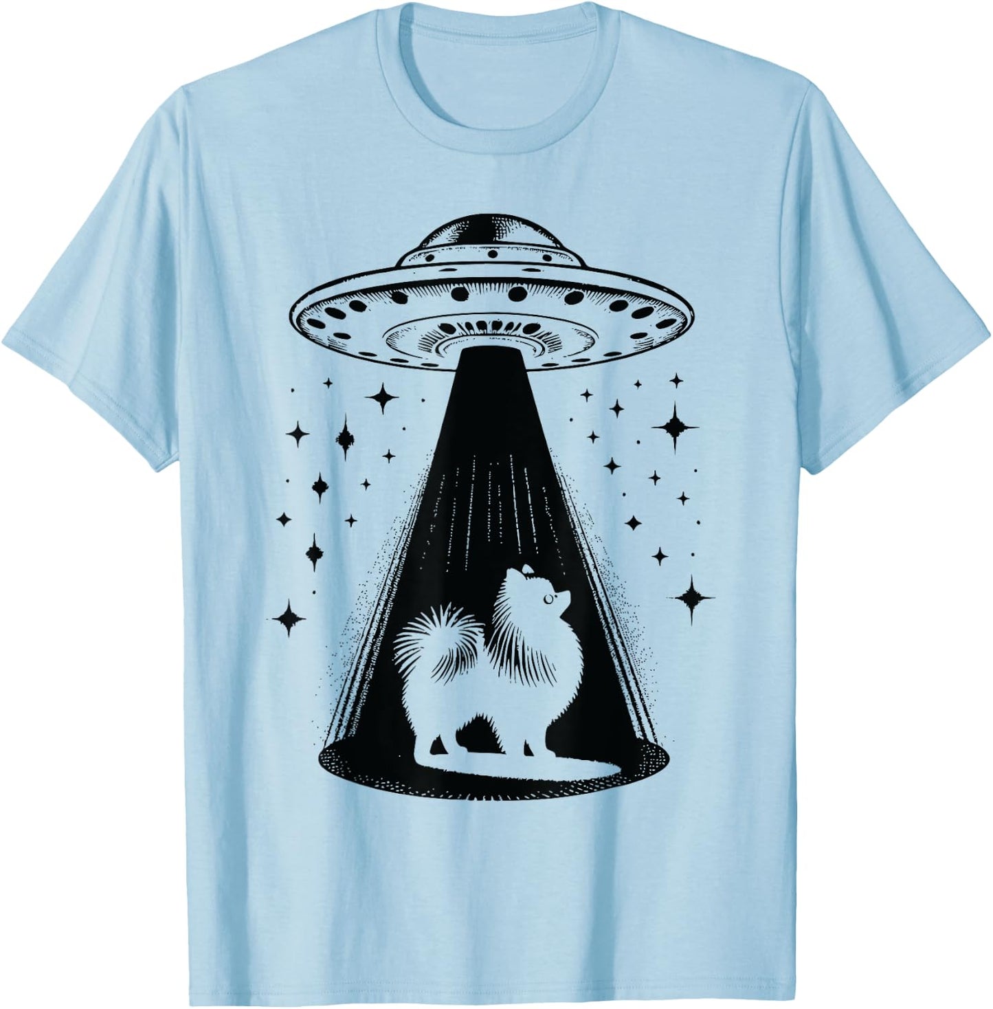 Pomeranian Mom Dad Dog - Funny Alien UFO T-Shirt - T-Shirt | Light Blue