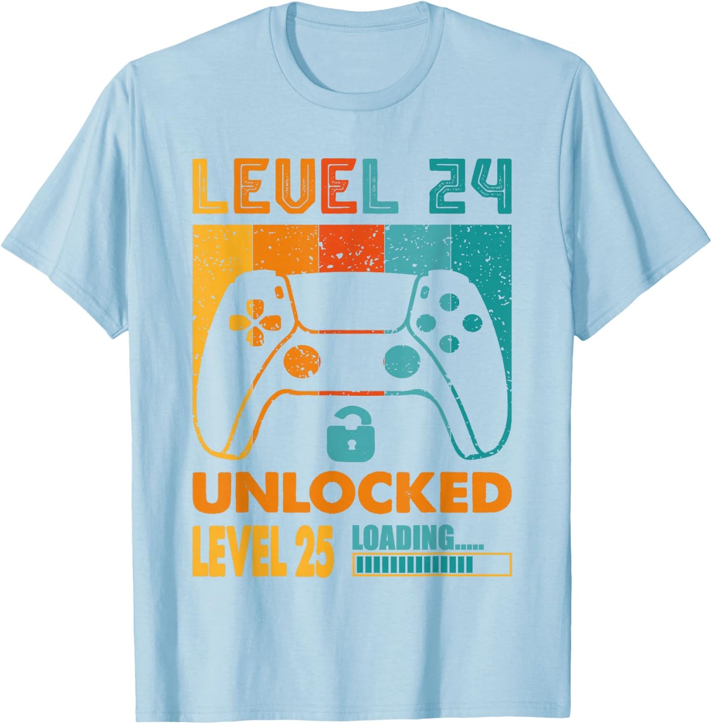 Funny Level 24 Unlocked Video Gamer 24 Years Old 24 Birthday T-Shirt - T-Shirt | Light Blue