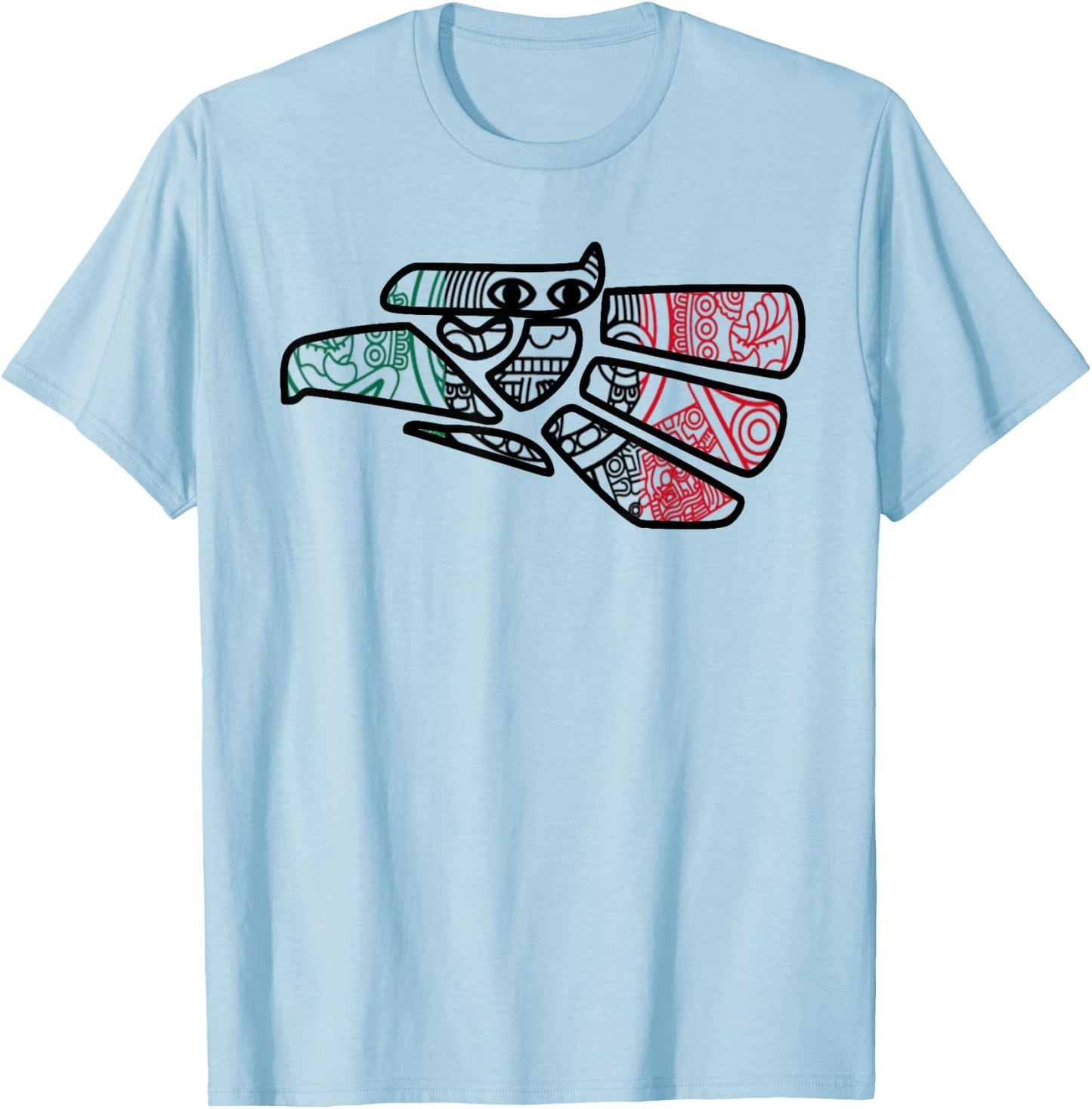 Hecho En Mexico Aztec Calendar Mexican Eagle T-Shirt - T-Shirt | Light Blue