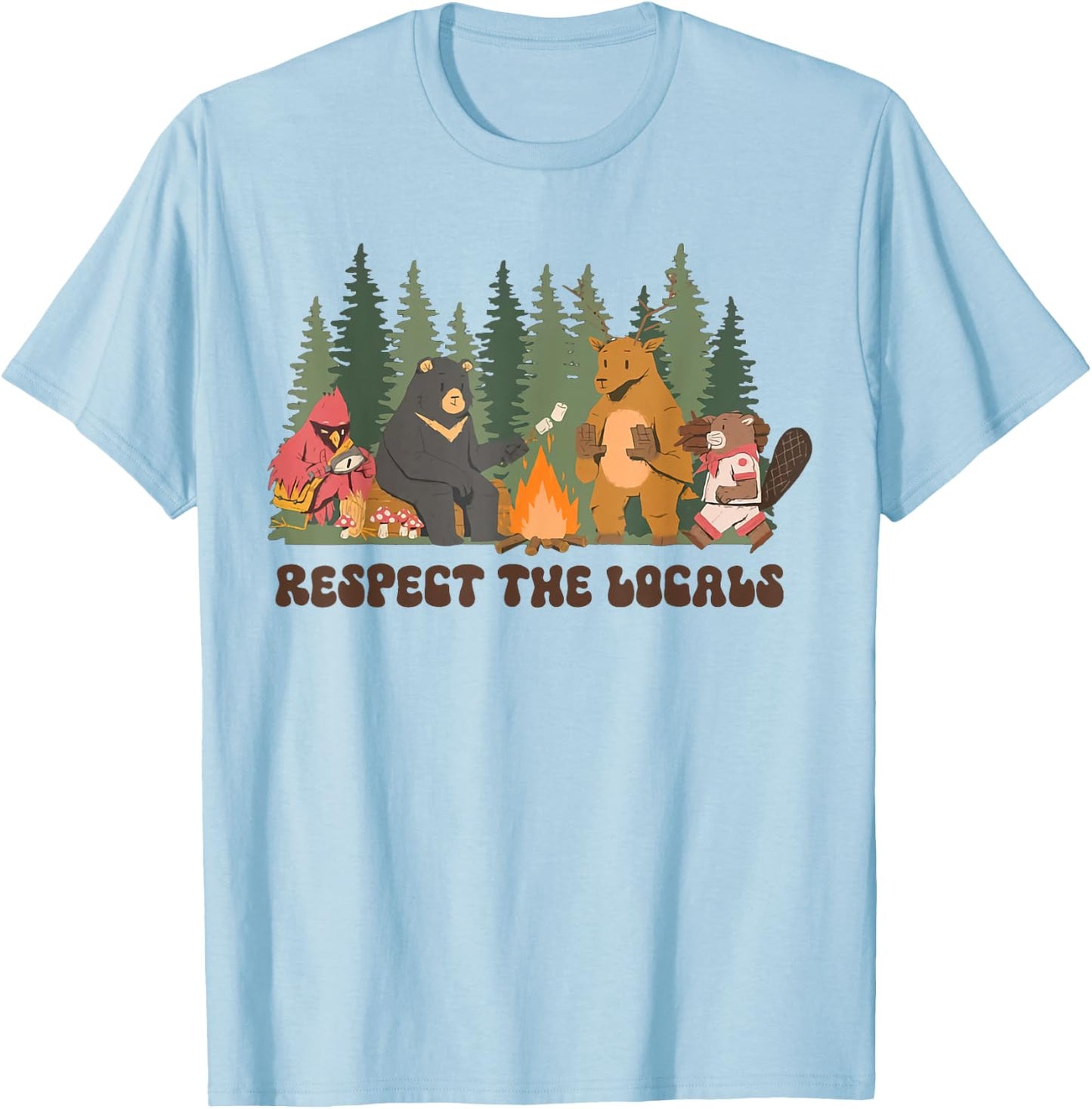 Respect The Local Bear Wildlife Animal National Parks T-Shirt - T-Shirt | Light Blue