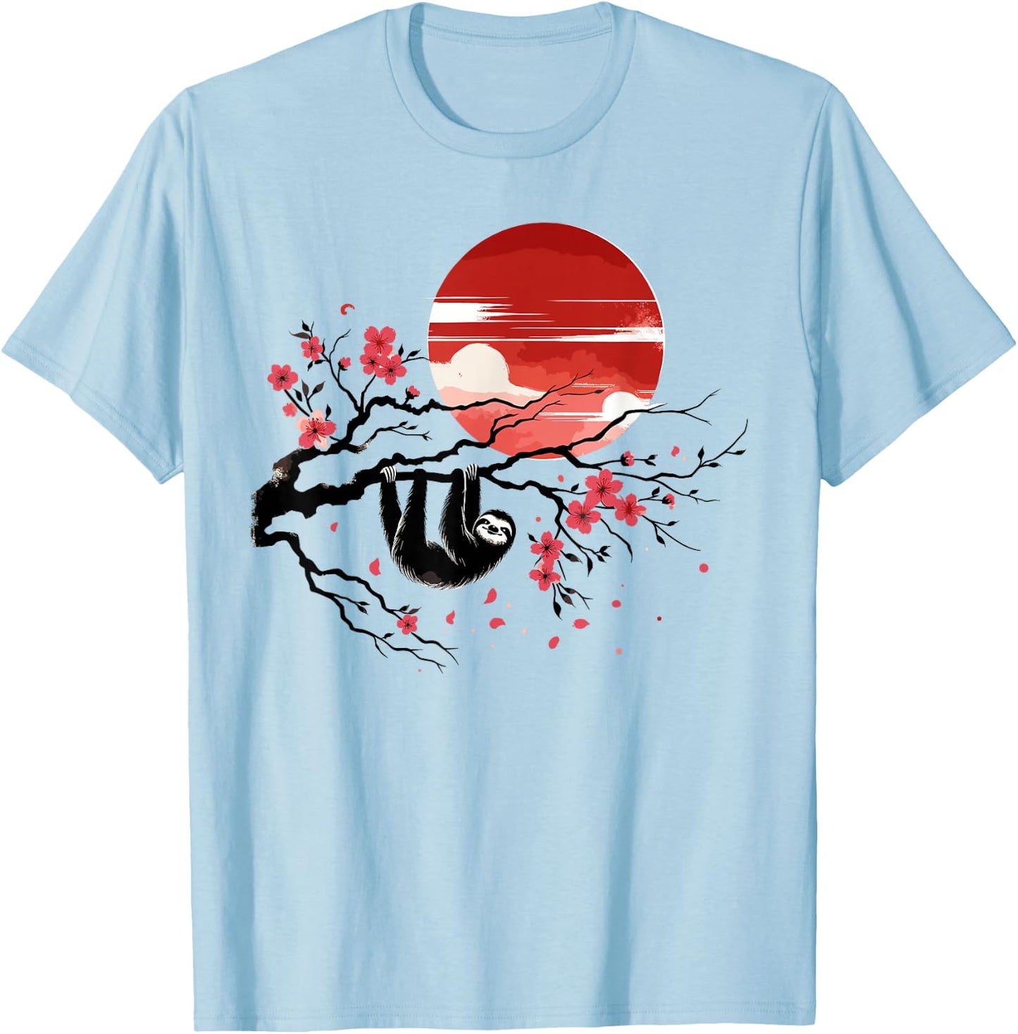 Kawaii Anime Japanese Art Sakura Men Women Kids Funny Sloth T-Shirt - T-Shirt | Light Blue