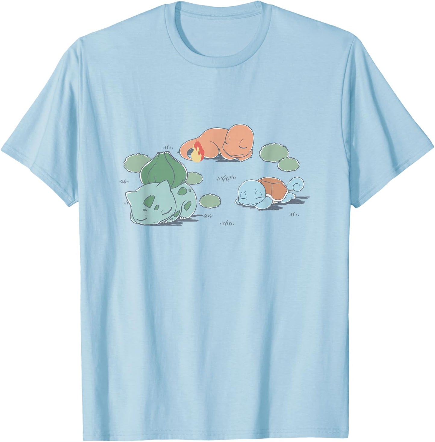 Pokémon Kanto Starters Taking A Nap Cute Retro Shot T-Shirt - T-Shirt | Light Blue