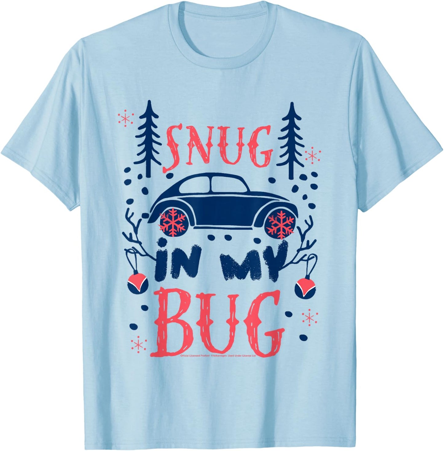 Volkswagen Christmas Snug In My Bug T-Shirt - T-Shirt | Light Blue
