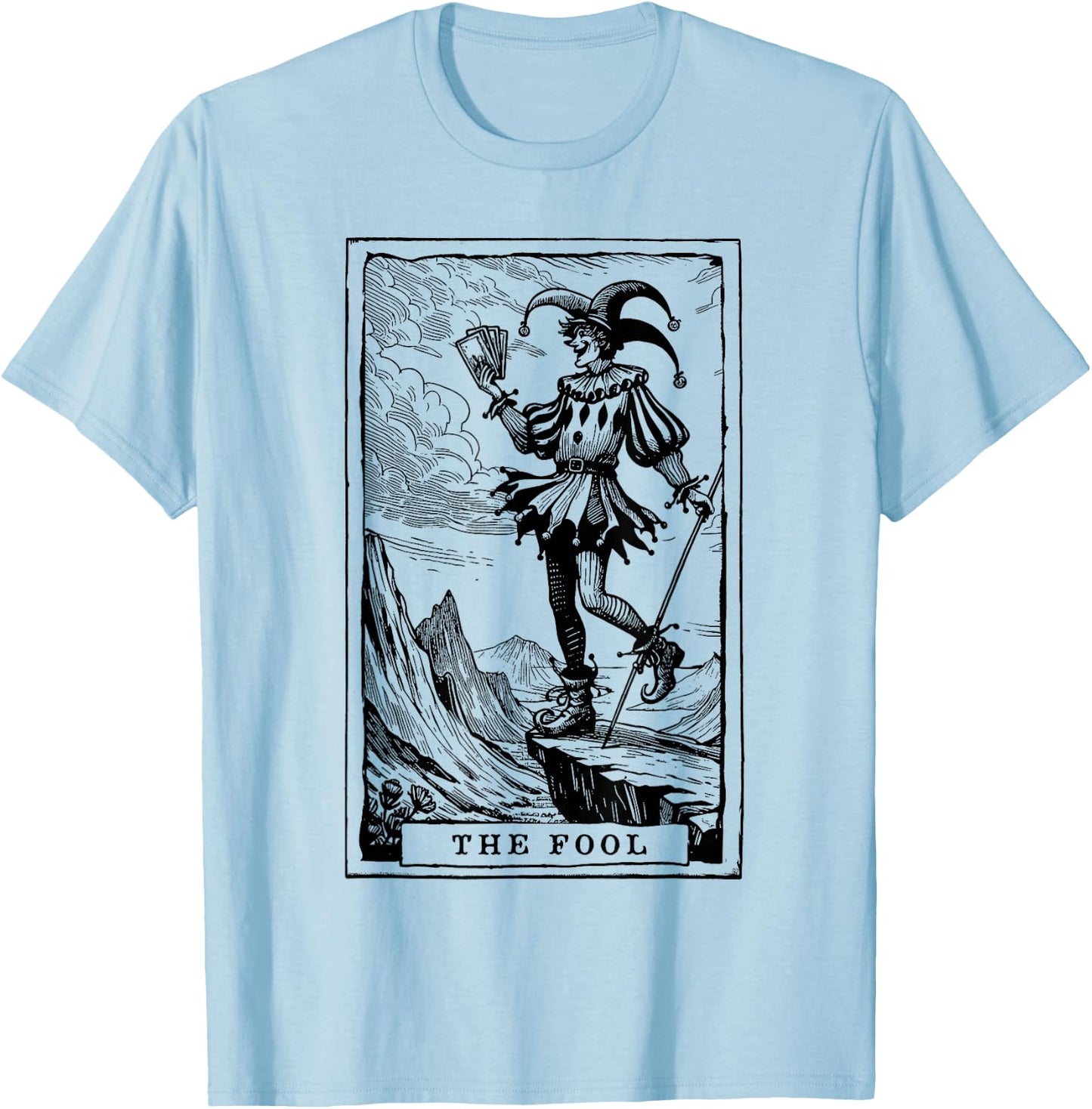 Tarot Card Shirt Jester The Fool Major Arcana Tarot Card T-Shirt - T-Shirt | Light Blue