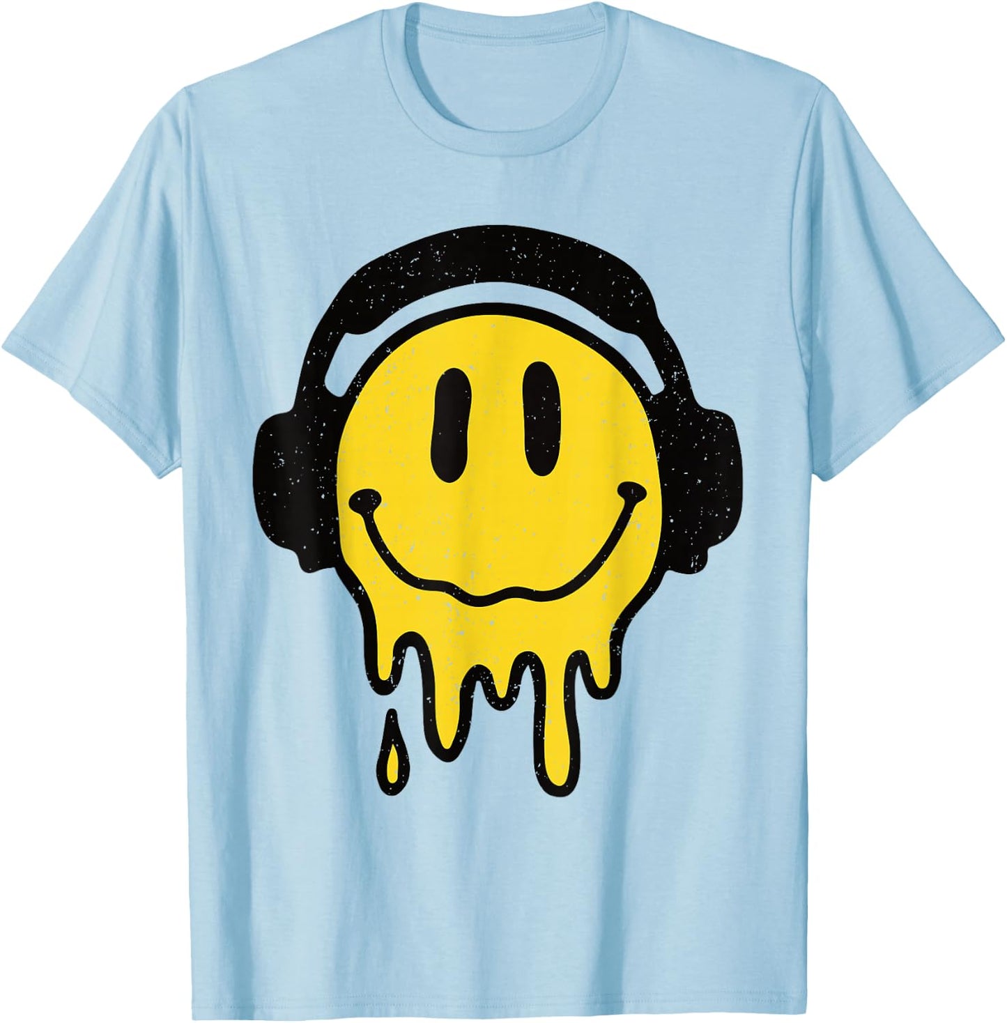Melting Yellow Smile Funny Smiling Melted Dripping Face Cute T-Shirt - T-Shirt | Light Blue
