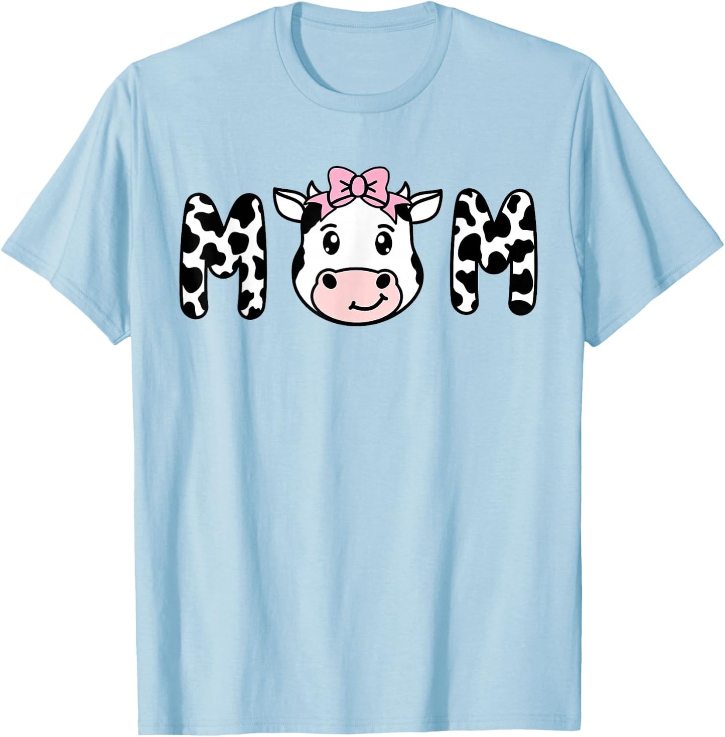 Cow MOM Birthday Family Matching Mothers Day Boy Girl Farm T-Shirt - T-Shirt | Light Blue
