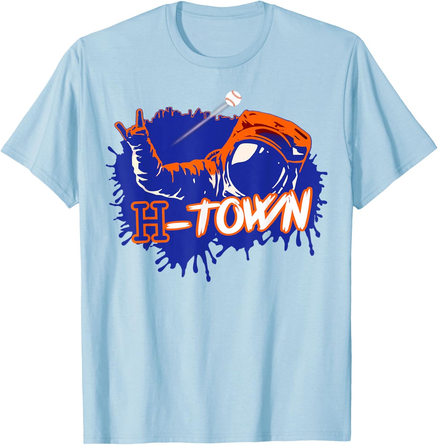 Houston Texas Astronaut H-Town Hand Sign - Houston Baseball T-Shirt - T-Shirt | Light Blue