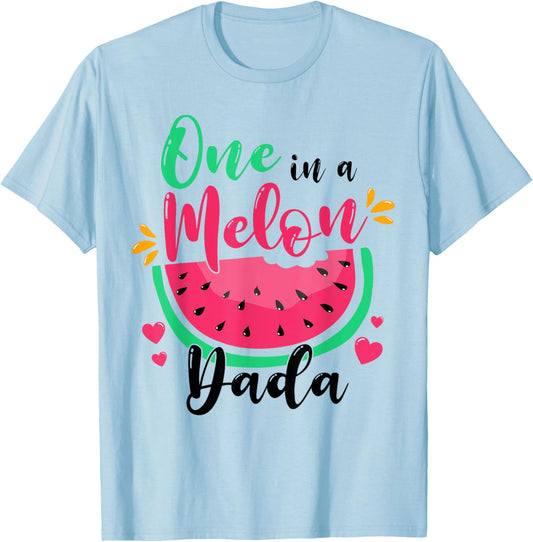 One in a Melon Dada Summer Birthday Party Matching Family T-Shirt - T-Shirt | Light Blue