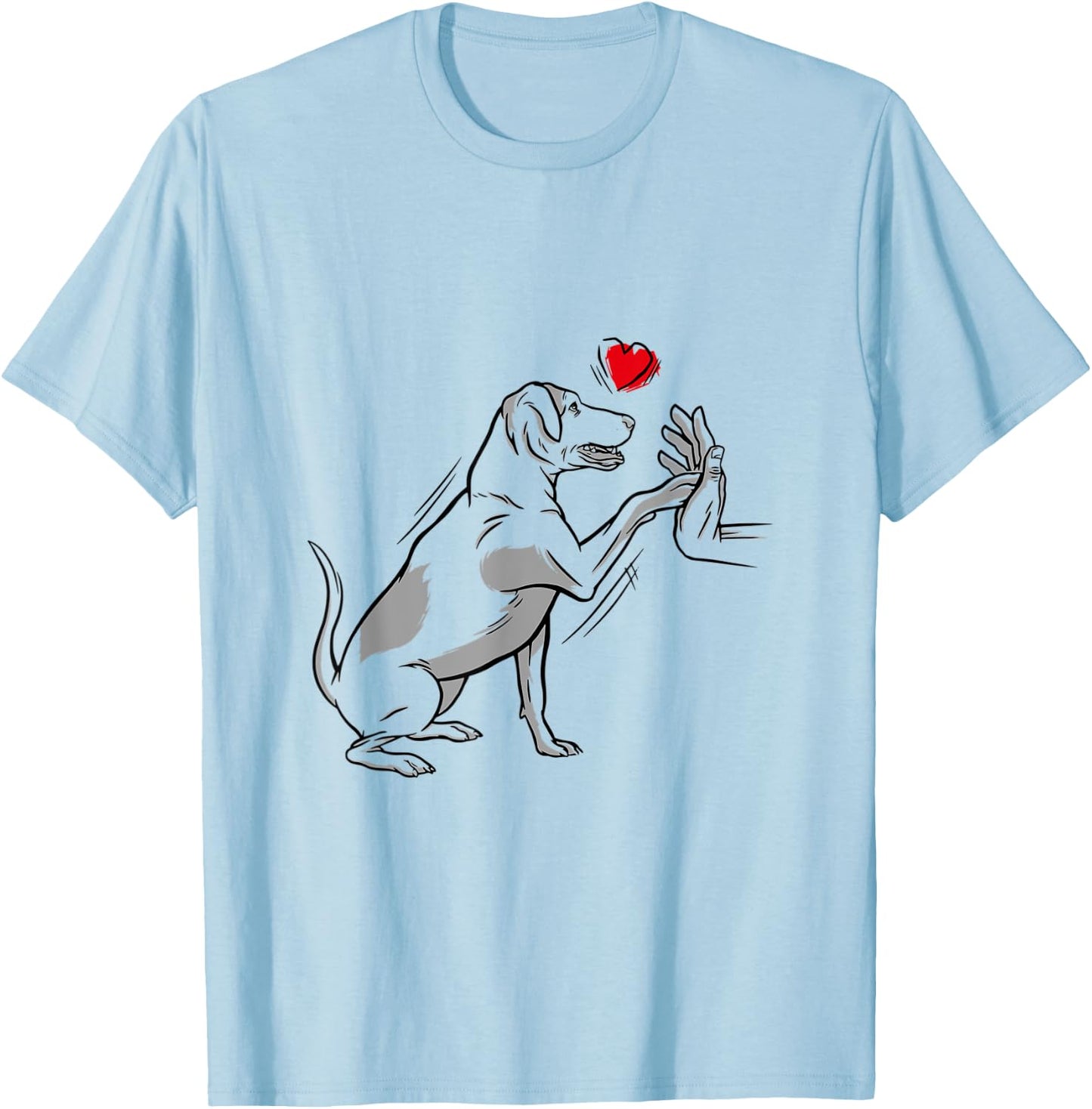 Dog Paw Hand Human Heart Love Labrador Retriever T-Shirt - T-Shirt | Light Blue