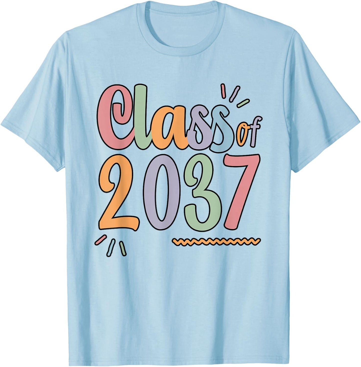 Class of 2037 Grow With Me Handprints On Back K to 12 T-Shirt - T-Shirt | Light Blue