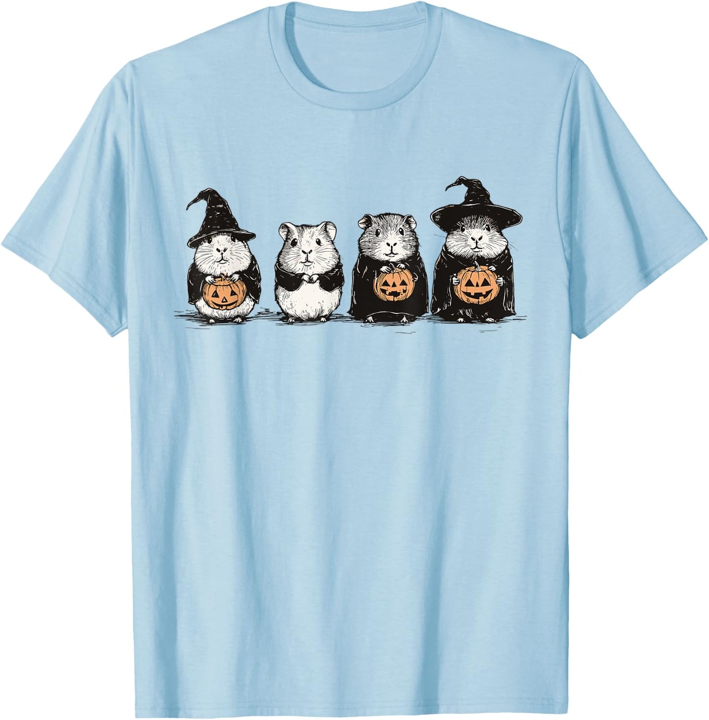 Cute Guinea Pig Halloween Guinea Pig Witch Hilarious Animal T-Shirt - T-Shirt | Light Blue