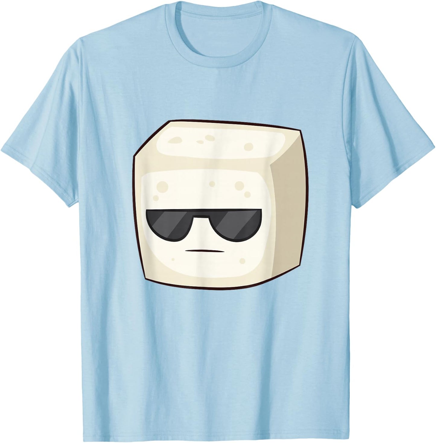 Tofu With Sunglasses Vegan Vegetarian Cute Cartoon Tofu T-Shirt - T-Shirt | Light Blue