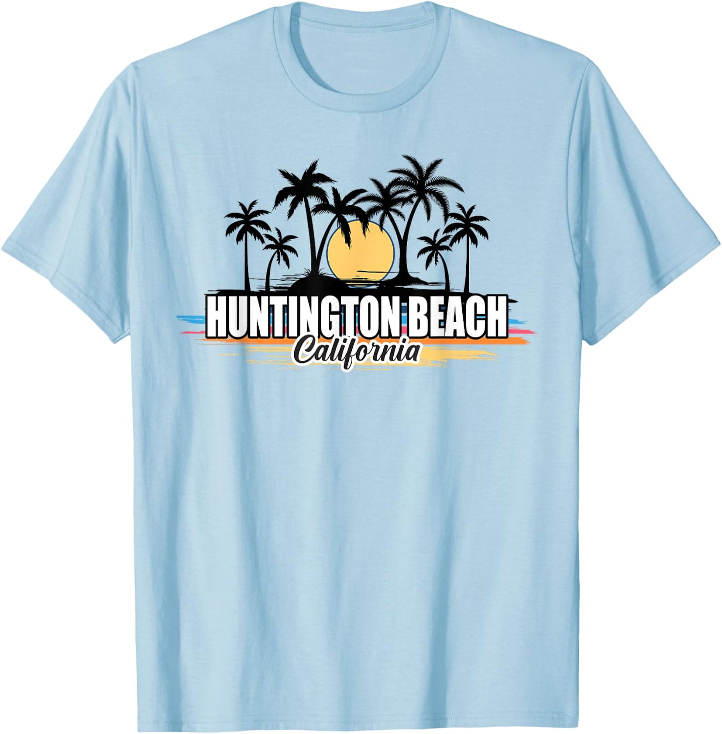 Huntington Beach California Retro Surfing Beach T-Shirt - T-Shirt | Light Blue