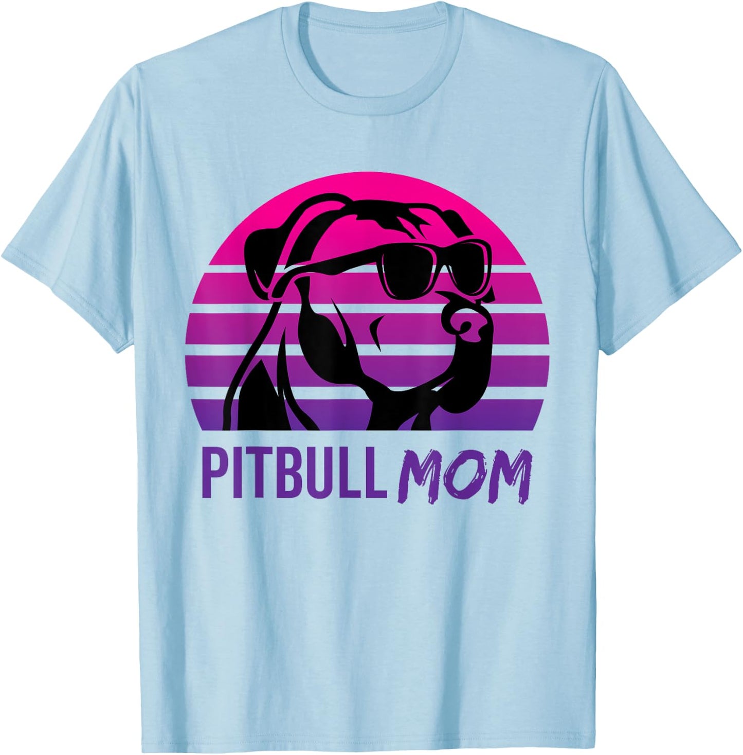 Pitbull Mom Funny Retro 80s Pitbull Dog T-Shirt - T-Shirt | Light Blue