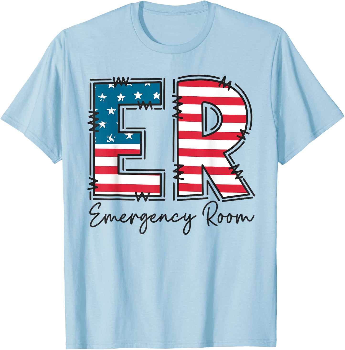 Emergency Room ER Nurse 4th of July Emergency Department T-Shirt - T-Shirt | Light Blue