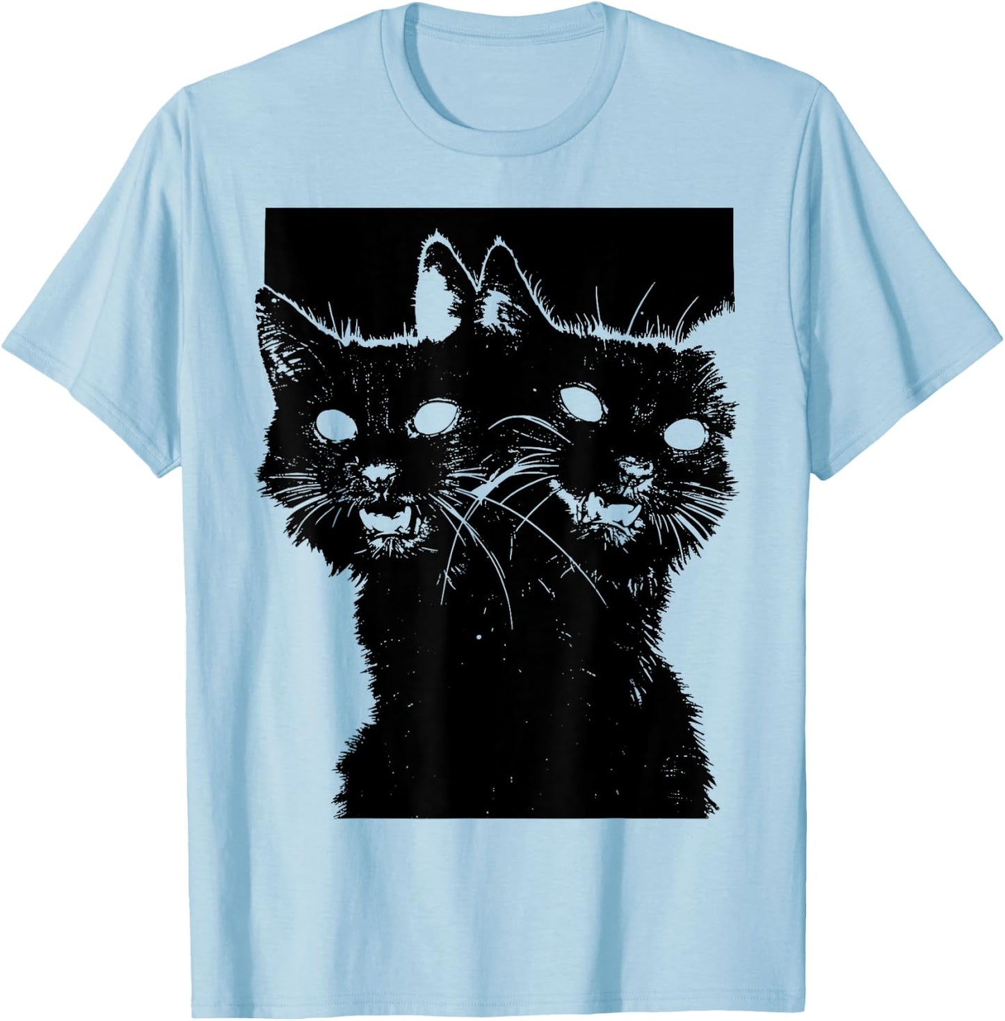 90s Grunge Cats | Occult Y2K Punk Pastel Goth Aesthetic T-Shirt - T-Shirt | Light Blue