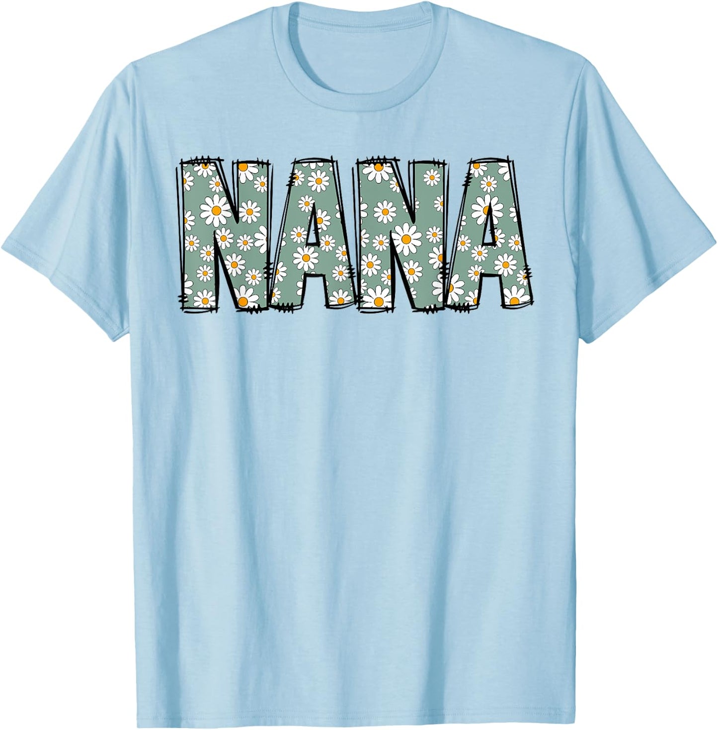 Retro Nana Colorful Flowers Groovy Daisy Flower T-Shirt - T-Shirt | Light Blue