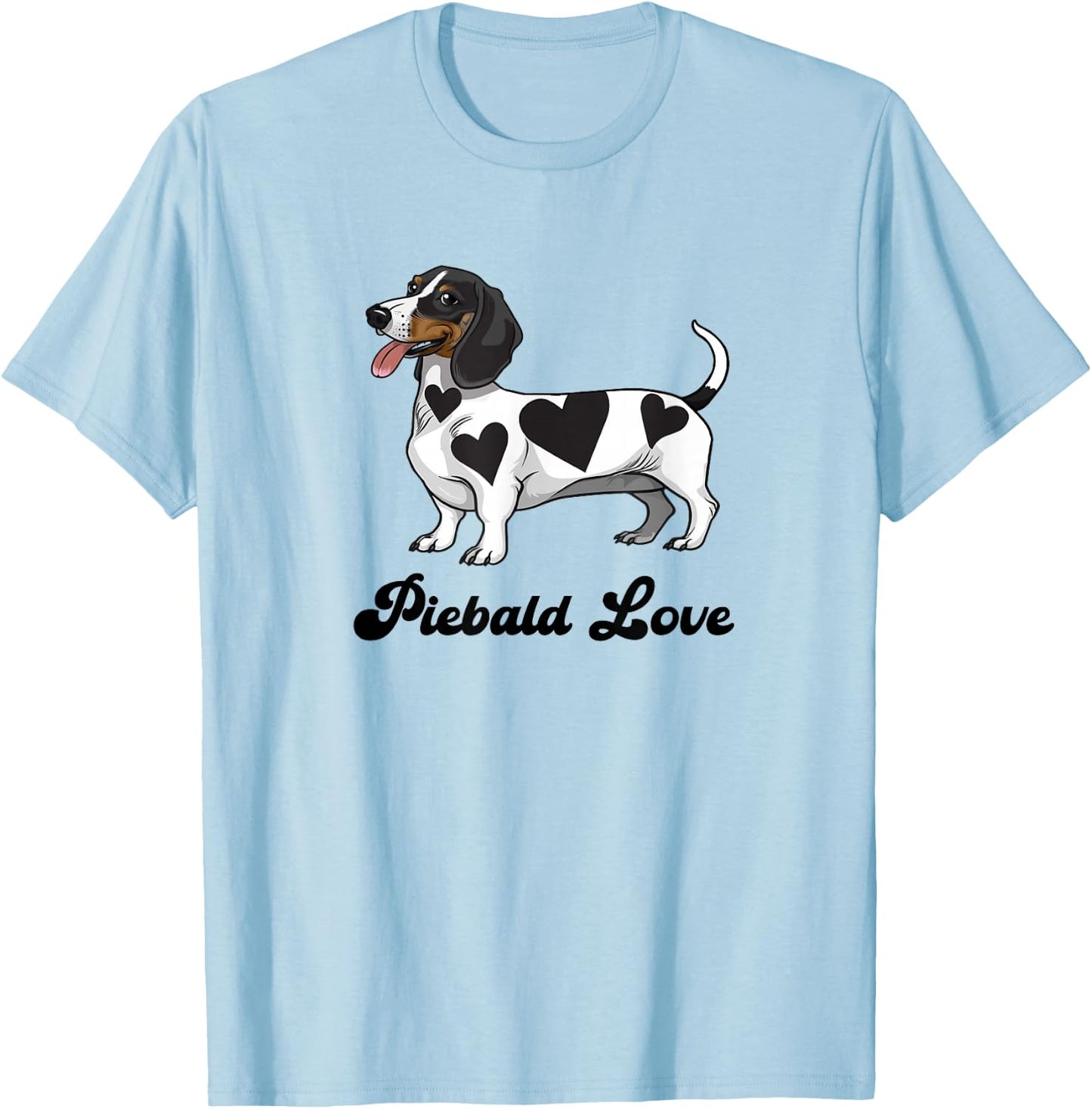 Funny Girls Heart Love Piebald Love Dachshund Lover T-Shirt - T-Shirt | Light Blue
