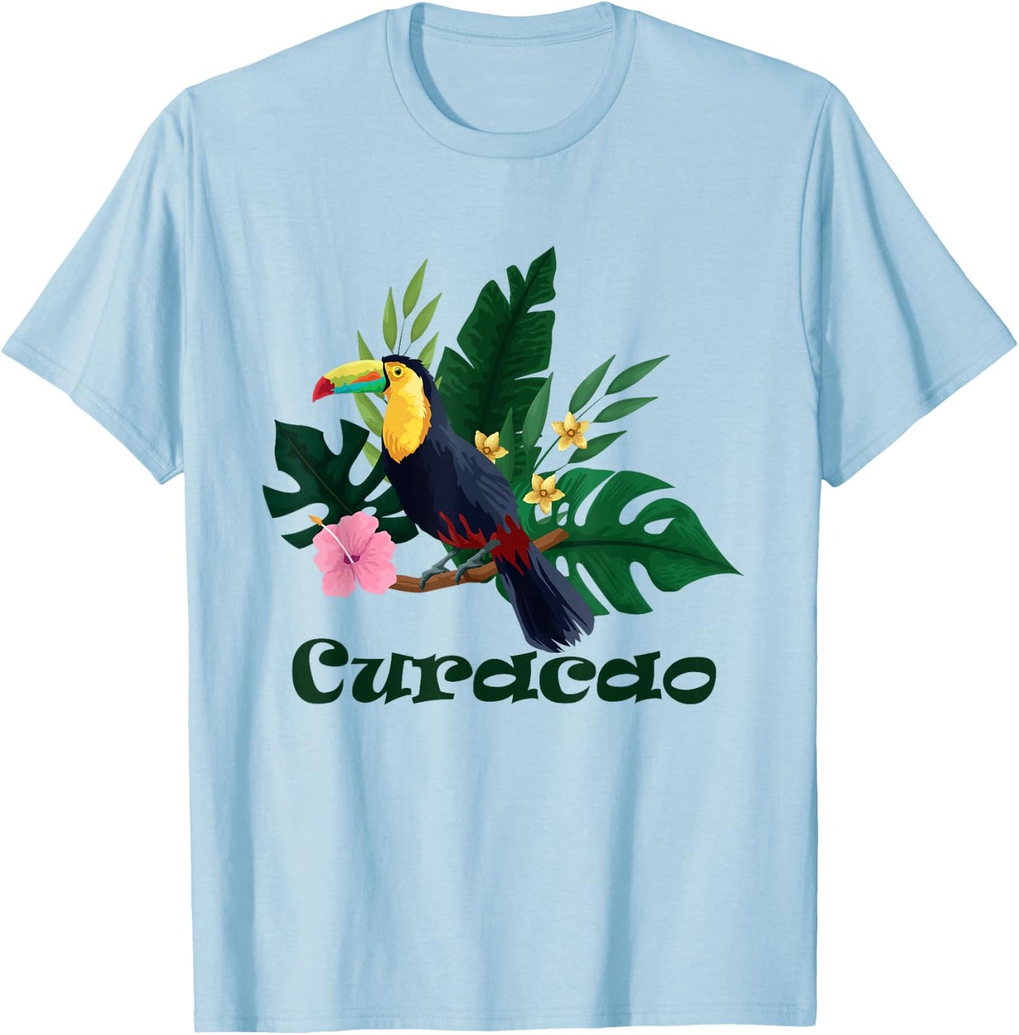 Curacao Travel Holiday or Vacation Souvenir Heart Island T-Shirt - T-Shirt | Light Blue