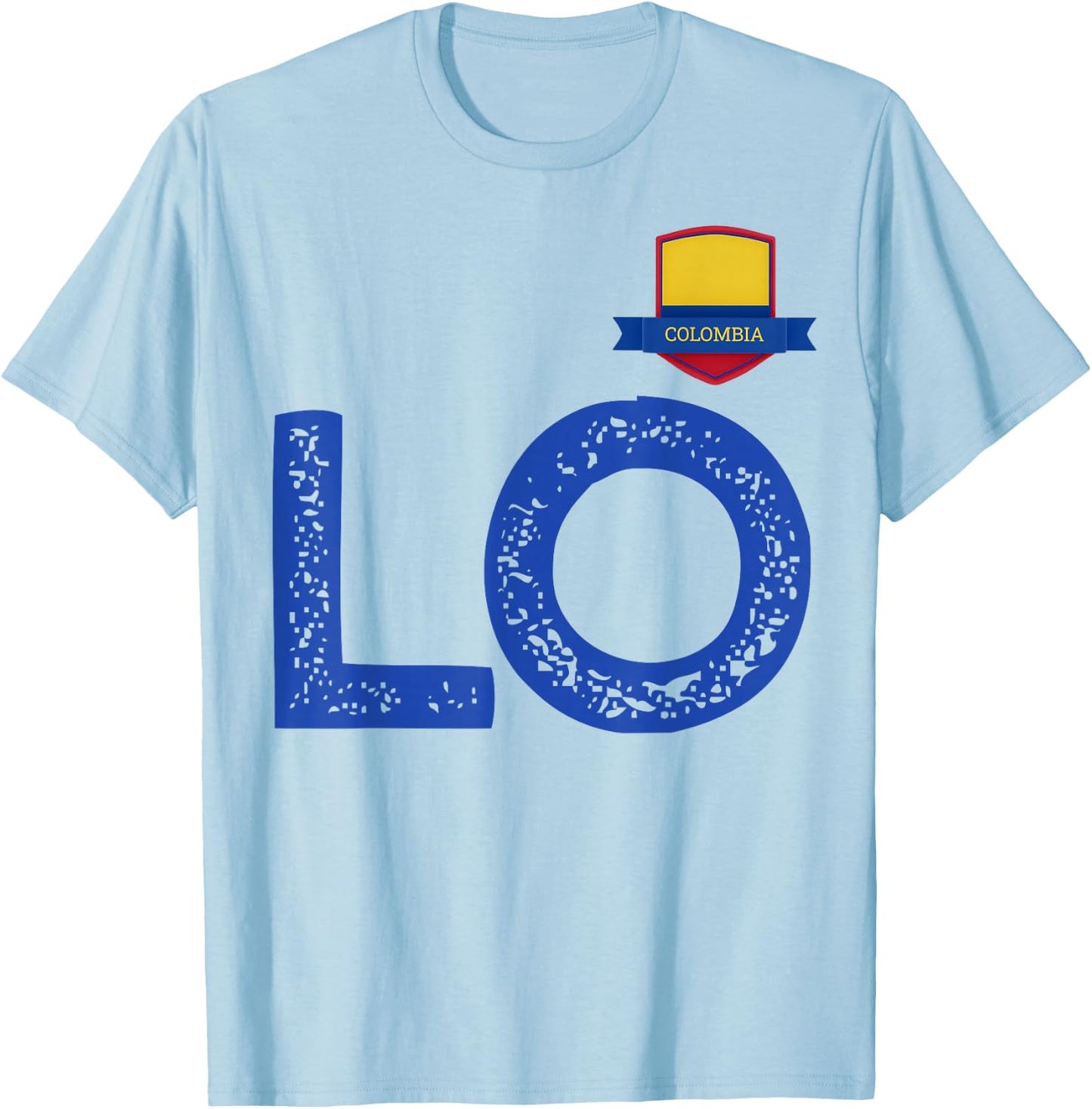 Colombia Human-Flag Letter L and O Colombian T-Shirt - T-Shirt | Light Blue