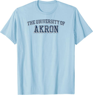Akron Zips Retro Arch Gray Officially Licensed T-Shirt - T-Shirt | Light Blue