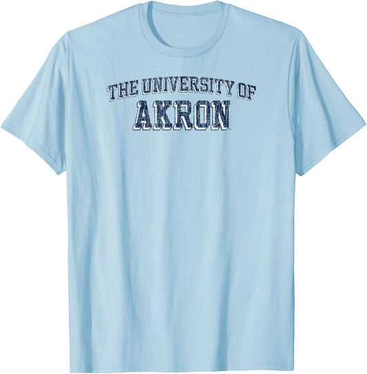 Akron Zips Retro Arch Gray Officially Licensed T-Shirt - T-Shirt | Light Blue