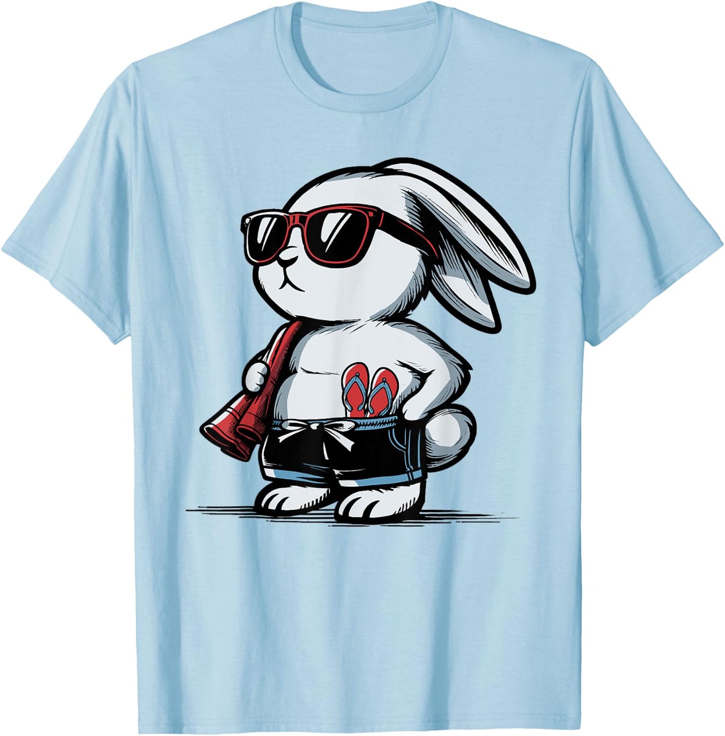 Beach Rabbit Bunny Beach-Goer Summer Men Women Girls Kids T-Shirt - T-Shirt | Light Blue