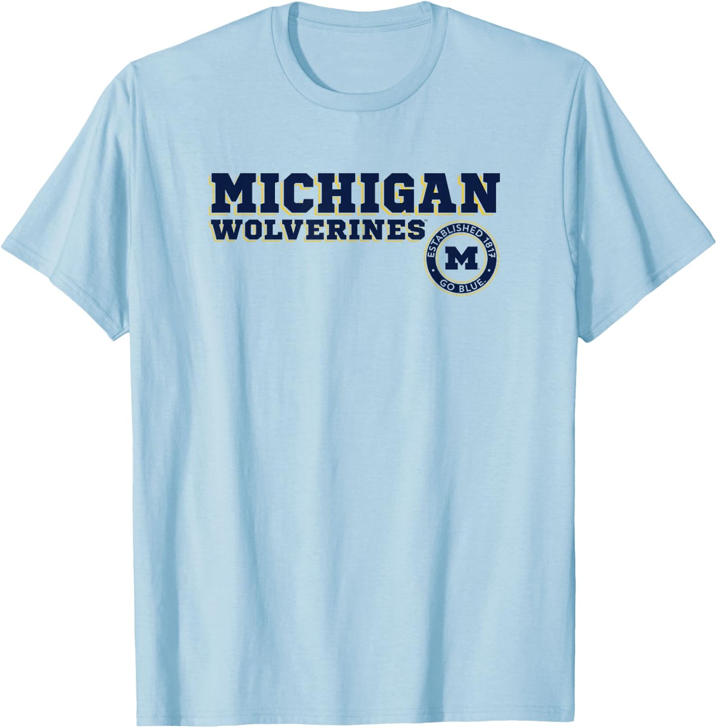 University of Michigan Wolverines U of M Block Text T-Shirt - T-Shirt | Light Blue