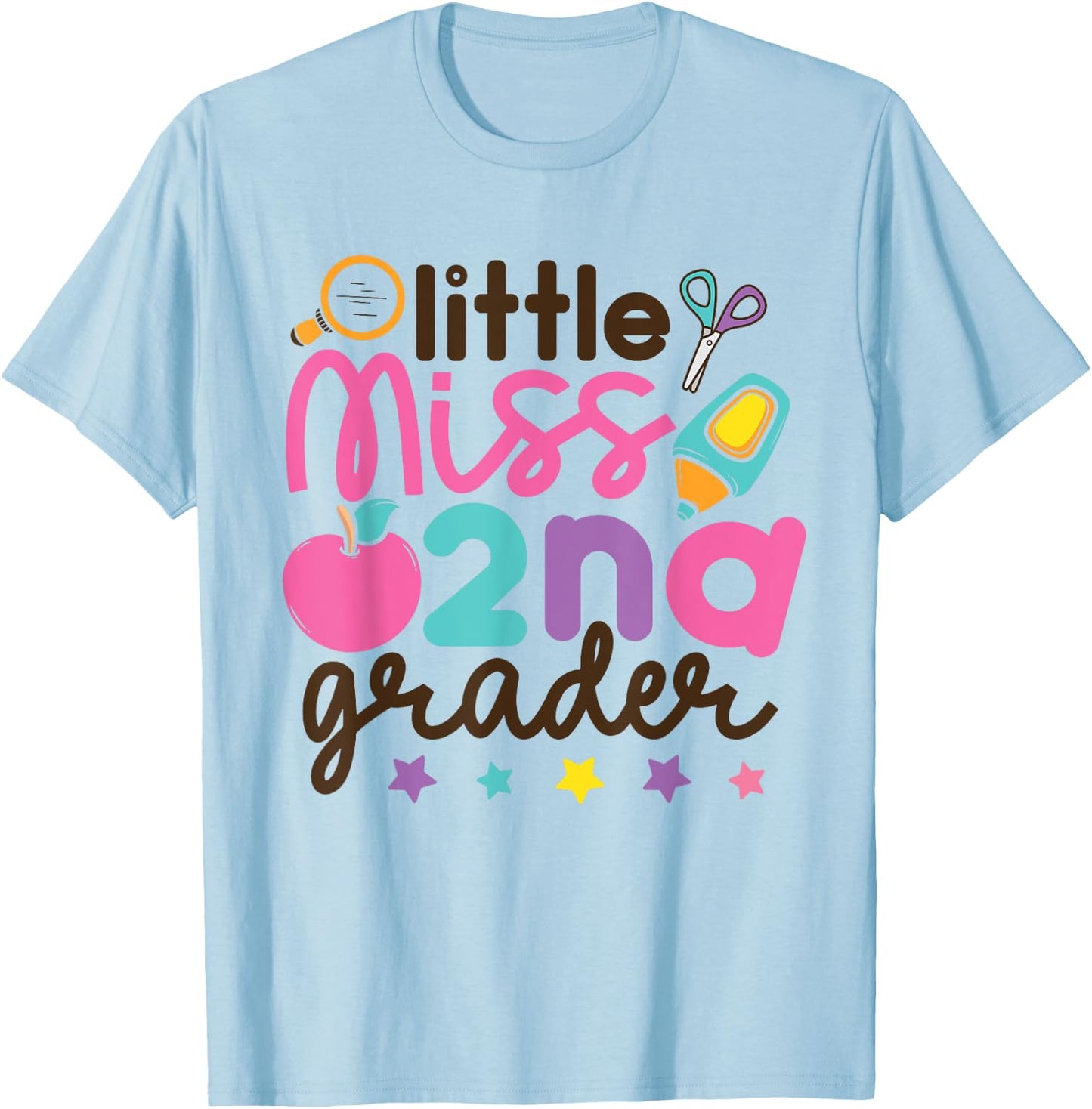 Little Miss 2nd Grade First Day of Second Grade Cute Girls T-Shirt - T-Shirt | Light Blue