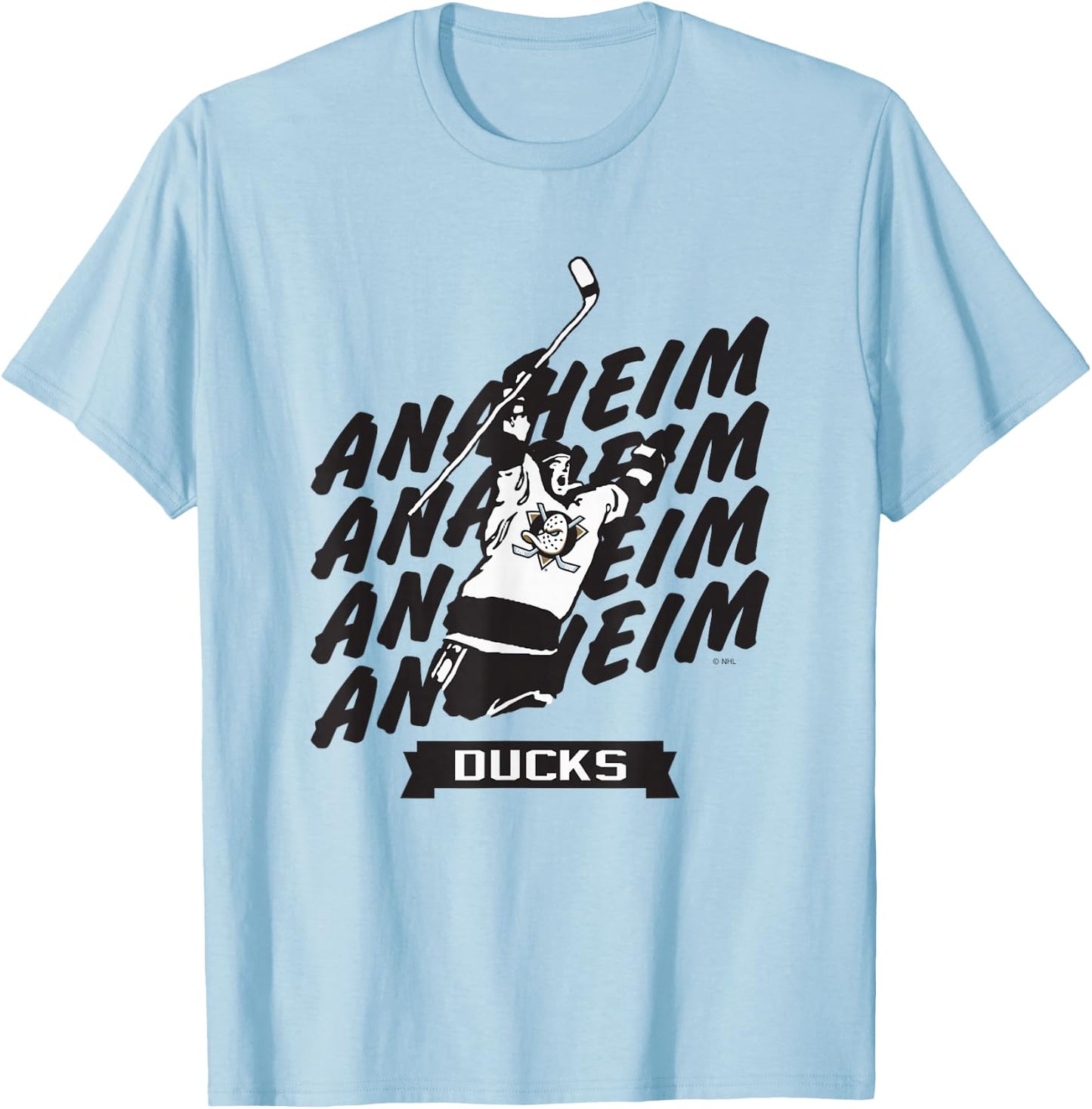 Anaheim Ducks Graffiti Orange Officially Licensed T-Shirt - T-Shirt | Light Blue