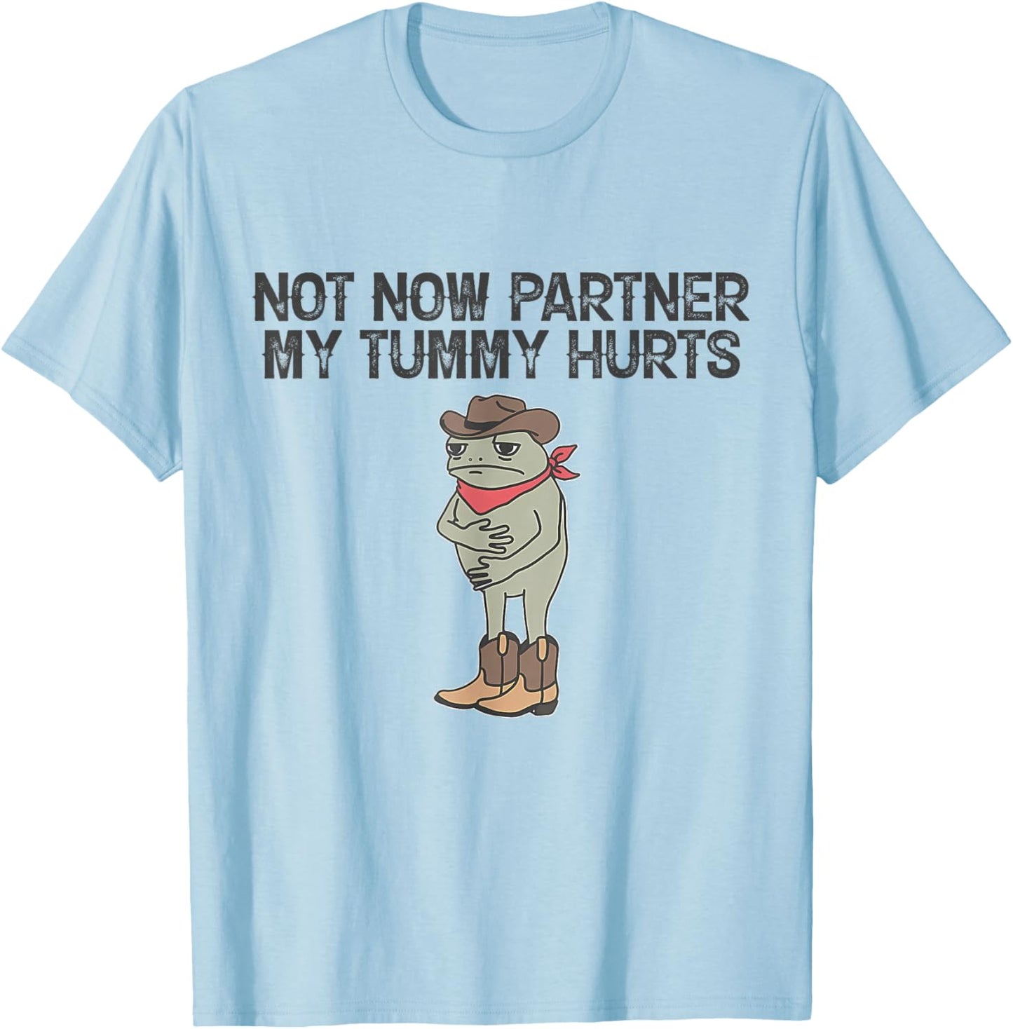 Not Now Partner My Tummy Hurts Funny Quote T-Shirt - T-Shirt | Light Blue