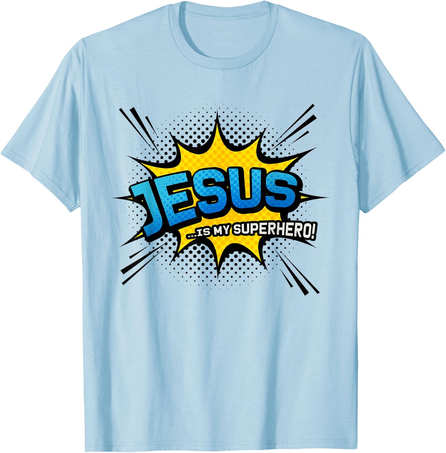 Jesus is My Superhero - Funny Cool Comic Book T-Shirt - T-Shirt | Light Blue