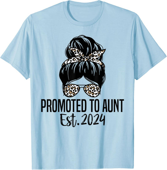 Promoted To Aunt Est. 2024 First Time New Aunt T-Shirt - T-Shirt | Light Blue