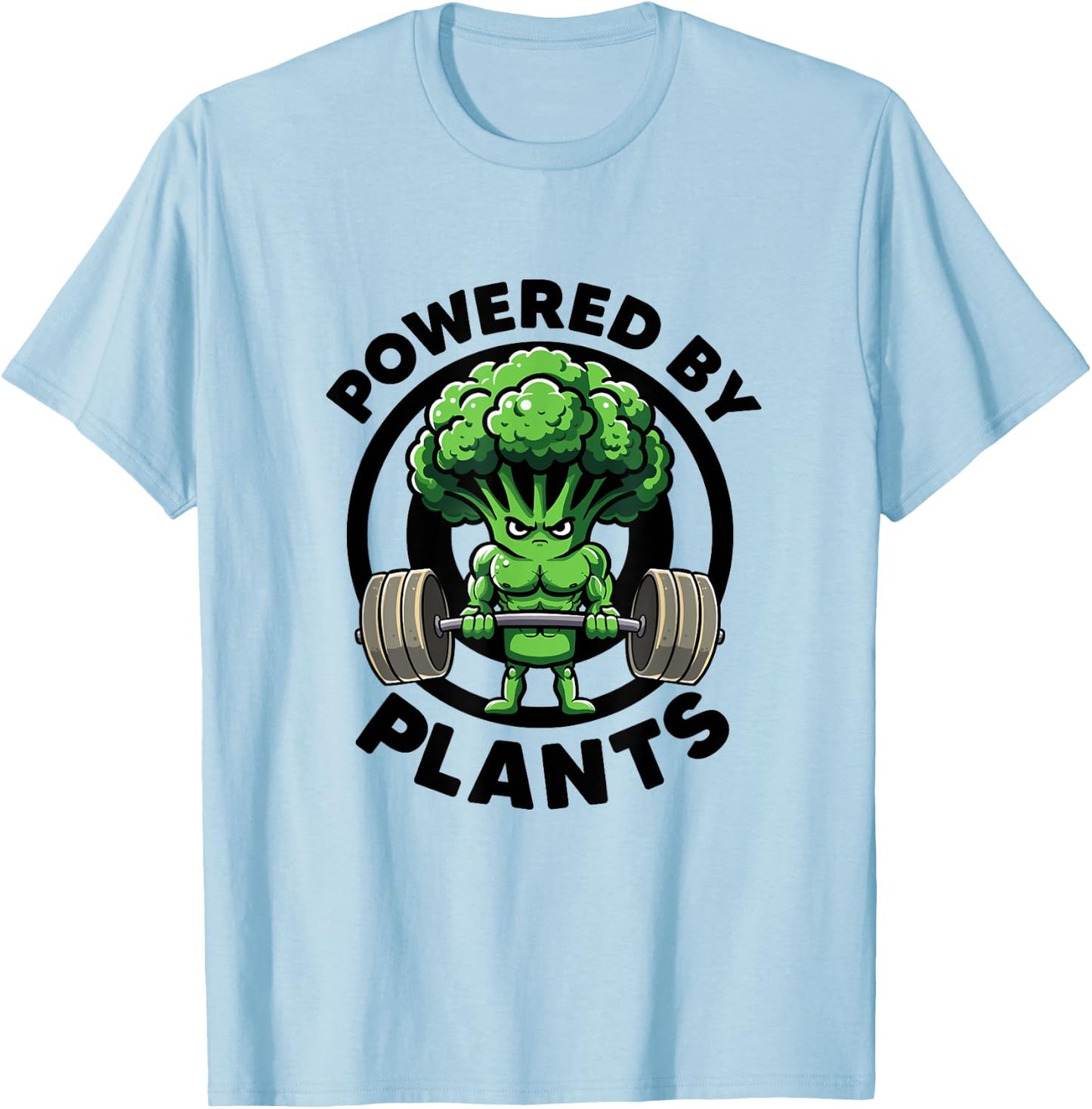Powered By Plants Vegan Athlete Vegan Gym Vegan Bodybuilding T-Shirt - T-Shirt | Light Blue