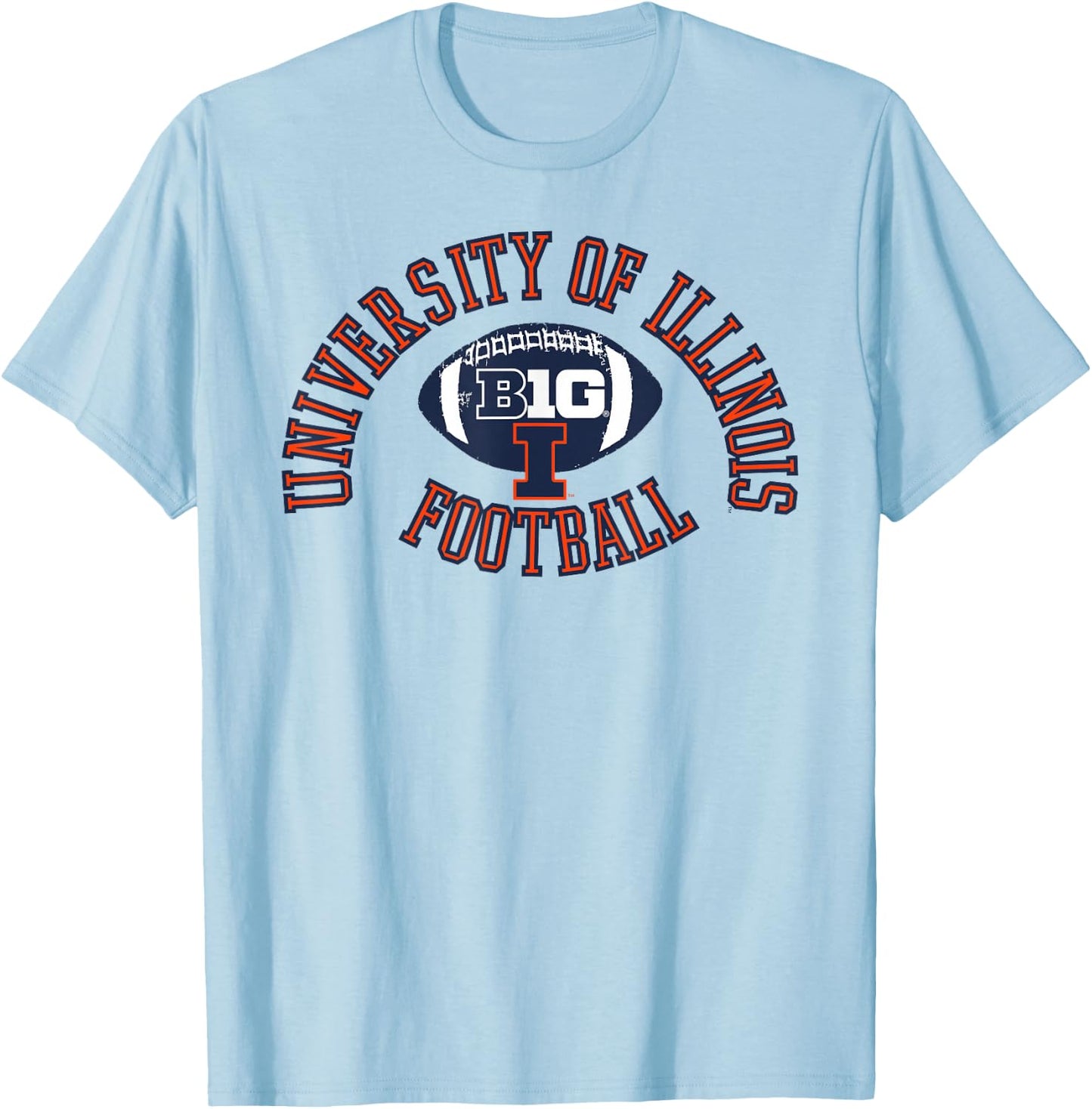 Elite Authentics -Adults & Kids Grey Illinois Fighting Illini Big 10 Football T-Shirt - T-Shirt | Light Blue