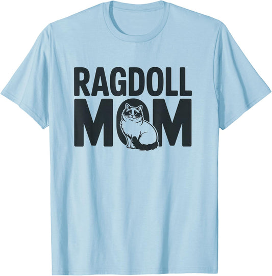 Elegant Ragdoll Cat Mom Design for Cat Enthusiasts T-Shirt - T-Shirt | Light Blue