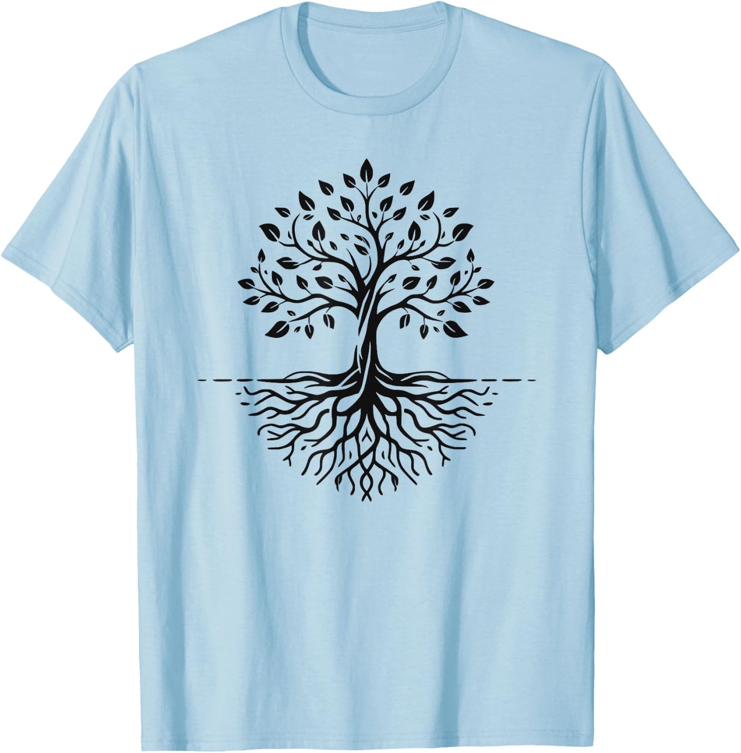 Minimalist Tree with Roots T-Shirt - T-Shirt | Light Blue