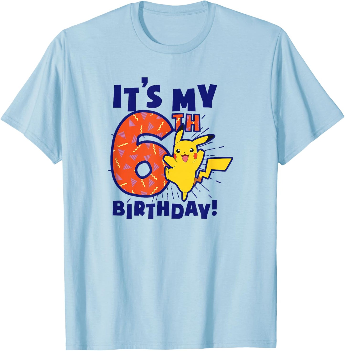 Pokémon Pikachu It's My 6th Birthday Awesome Celebration T-Shirt - T-Shirt | Light Blue