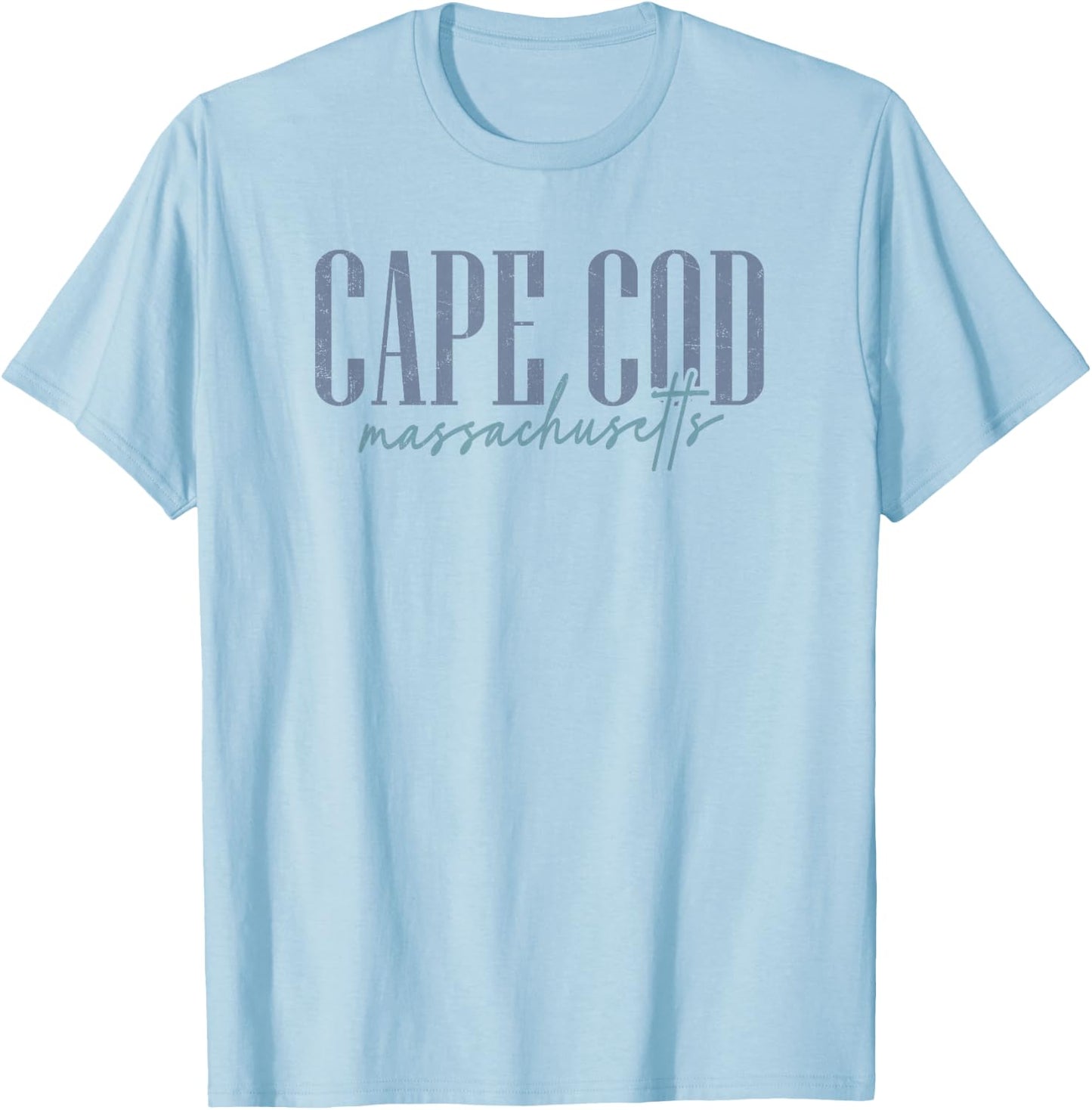 Vintage Cape Cod Massachusetts Retro Throwback Script T-Shirt - T-Shirt | Light Blue