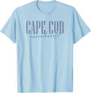 Vintage Cape Cod Massachusetts Retro Throwback Script T-Shirt - T-Shirt | Light Blue