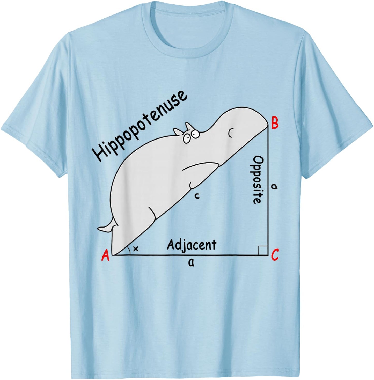 Hippopotenuse Hippopotamus Funny Math Geometry T-Shirt - T-Shirt | Light Blue