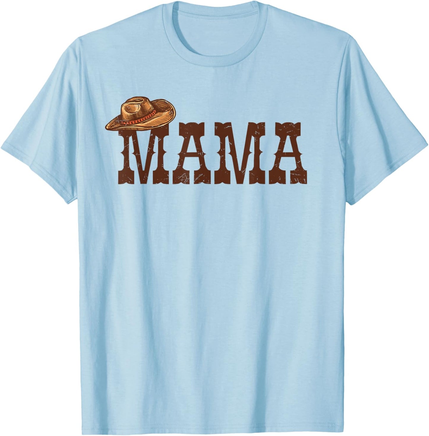 Mama Mom Western Family Matching Birthday Cowboy Cowgirl T-Shirt - T-Shirt | Light Blue