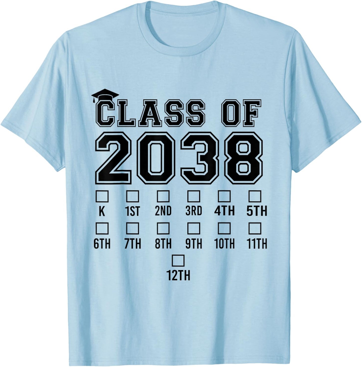 Class Of 2038 Grow With Me Graduation First Day of School T-Shirt - T-Shirt | Light Blue