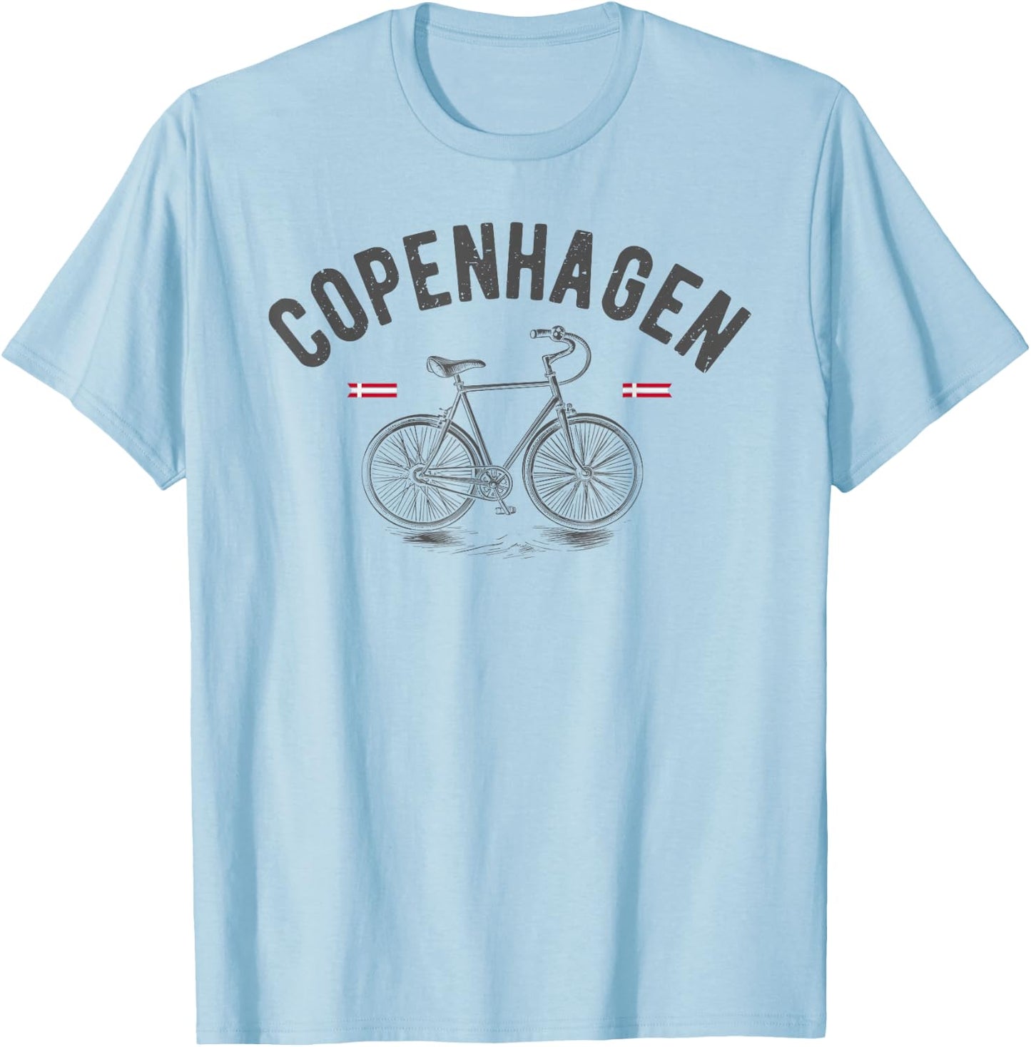 Vintage Bicycle Copenhagen Denmark | Bike Lover T-Shirt - T-Shirt | Light Blue